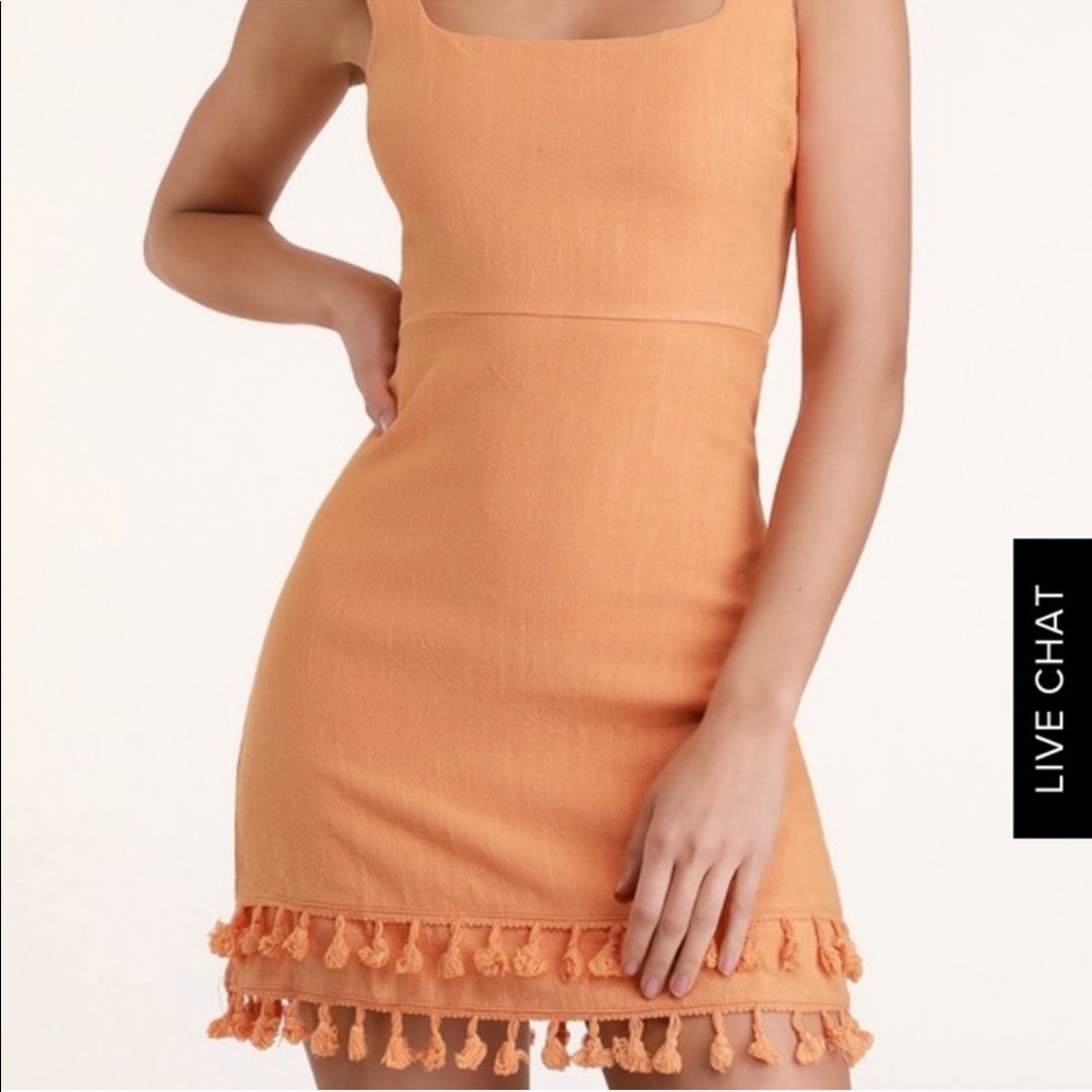 FEEL THE SUNSHINE WASHED ORANGE TASSEL MINI DRESS